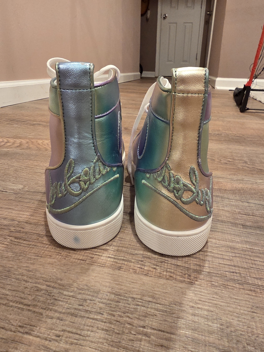 Christian Louboutin Iridescent Pastel High-Top Sneakers - Picture 4 of 9